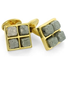 Tateossian London 18 Karat Precious Cufflinks - Silver Grey Diamond & Yellow Gold CUF1408 - 18k Carat Gold Cufflinks | Sam's Tailoring Fine Men's Clothing