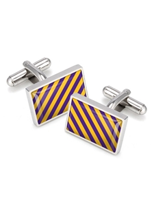 Purple & Gold Team Stripes Inlay Cufflink | M-Clip New Cufflinks Collection 2016 | Sams Tailoring
