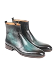 Turquoise Burnished Side Zipper Men's Boot | Fine Men Spring Boots | Sam's Tailoring Fine Men Clothing