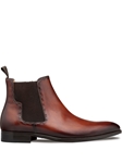 Cognac Side Zip Patina Men's Ankle Chelsea Boot | Mezlan Slip Ons Collection | Sam's Tailoring Fine Men's Clothing