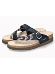 Navy Leather Nubuck Adjustable Strap Women Sandal | Mephisto Women Cork Sandals | Sam's Tailoring Fine Women's Shoes