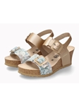 Platinum Leather Metallic Crumpled Cork Heel Sandal | Mephisto Women Cork Sandals | Sam's Tailoring Fine Women's Shoes