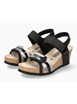 Black Leather Nubuck Women's Cork Sandal | Mephisto Women Cork Sandals | Sam's Tailoring Fine Women's Shoes