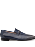 Pearl Grey/Navy Brunello Bit Bi-Tonal Men's Loafer | Mezlan Slip Ons Collection | Sam's Tailoring Fine Men's Clothing