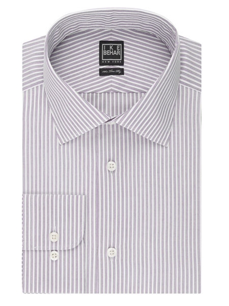 Ike Behar Black Label Regular Fit Stripe Dress Shirt Thistle