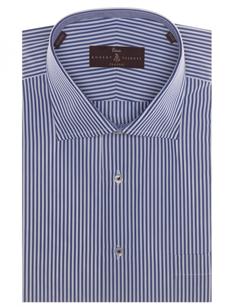 Blue and White Stripe Estate Sutter Classic Dress Shirt | Robert