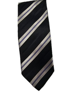 Black, Silver & Sky Stripe Executive XL Tie | Italo Ferretti Extra Long Ties | Sam's Tailoring Fine Men's Clothing