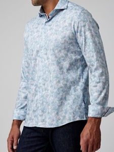 Aqua Roses Long Sleeve Men Shirt | Stone Rose Shirts Collection | Sam's Tailoring Fine Men Clothing