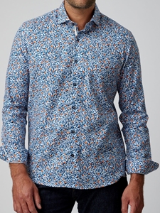 Light Blue Orange Trees Long Sleeve Men Shirt | Stone Rose Shirts Collection | Sam's Tailoring Fine Men Clothing