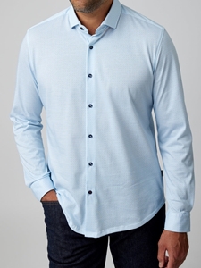 Light Blue Flower Geometric Long Sleeve Men Shirt | Stone Rose Shirts Collection | Sam's Tailoring Fine Men Clothing