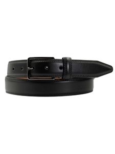 Black Handpainted Feathered Edge Men Belt | Lejon Dress Belts | Sam's Tailoring Fine Men's Clothing