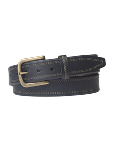 Black English Beveled Edge Men's Leather Belt | Lejon Casual Belts | Sam's Tailoring Fine Men's Clothing