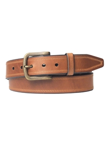 Cognac English Beveled Edge Men's Leather Belt | Lejon Casual Belts | Sam's Tailoring Fine Men's Clothing