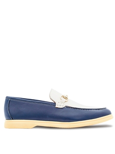 Blue/Bone Rubber Sole Ornament Men's Moccasin | Mezlan Shoes Collection | Sam's Tailoring Fine Men's Clothing xford