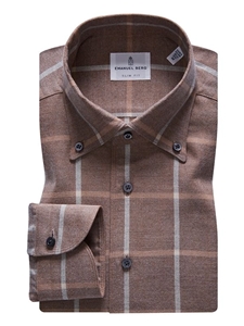 Brown Brushed Casual Sartorial Sport Shirt | Emanuel Berg Sport Shirts Collection | Sam's Tailoring Fine Men Clothing