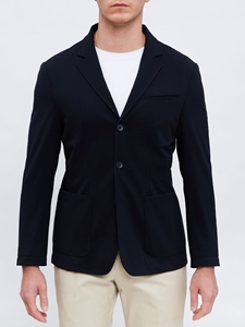 Navy Premium Nylon Stretch D-Constructed Shirt Jacket | Emanuel Berg Jackets Collection | Sam's Tailoring Fine Men's Clothing