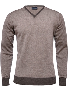 Beige Light Gauge V-Neck Men's Sweater | Emanuel Berg Sweaters Collection | Sam's Tailoring Fine Men's Clothing