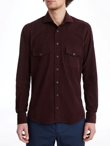 Dark Red Solid Luxe Corduroy Men's Sport Shirt | Emanuel Berg Sport Shirts Collection | Sam's Tailoring Fine Men's Clothing