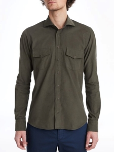 Dark Green Solid Luxe Corduroy Men's Sport Shirt | Emanuel Berg Sport Shirts Collection | Sam's Tailoring Fine Men's Clothing