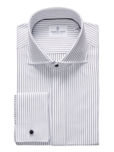 White French Cuff Stripe Twill Premium Luxury Shirt | Emanuel Berg Dress Shirts | Sam's Tailoring Fine Men's Clothing