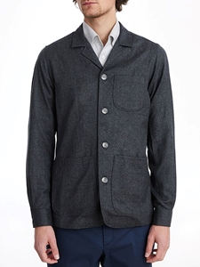 Charcoal Wool Flange D-Constructed Shirt Jacket | Emanuel Berg Jackets Collection | Sam's Tailoring Fine Men's Clothing