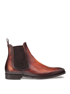 Cognac Cervantes Hand Stained Men's Chelsea Boot | Mezlan Boots Collection | Sam's Tailoring Fine Men's Clothing