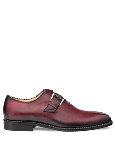 Burgundy Machado Oxford Monk Strap Men's Shoe | Mezlan Monk Strap Shoes Collection | Sam's Tailoring Fine Men's Clothing