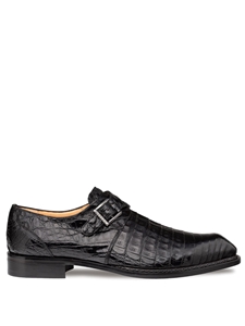 Black Gigolo Crocodile Monk Stap Men's Shoe | Mezlan Monk Strap Shoes Collection | Sam's Tailoring Fine Men's Clothing