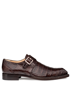 Brown Gigolo Crocodile Monk Stap Men's Shoe | Mezlan Monk Strap Shoes Collection | Sam's Tailoring Fine Men's Clothing