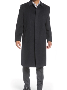 Charcoal Thinsulate Lined Stanley Wool Top Coat | Hart Schaffner Marx Top Coats Collection | Sam's Tailoring Fine Men's Clothing