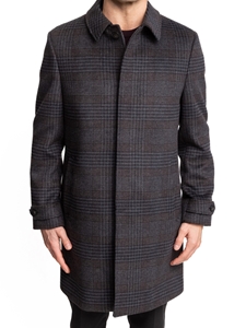 Charcoal Plaid Fly Front Armitage Men's Top Coat | Hart Schaffner Marx Top Coats Collection | Sam's Tailoring Fine Men's Clothing