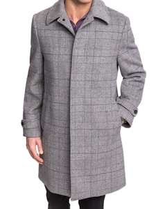 Grey Plaid Fly Front Armitage Men's Top Coat | Hart Schaffner Marx Top Coats Collection | Sam's Tailoring Fine Men's Clothing