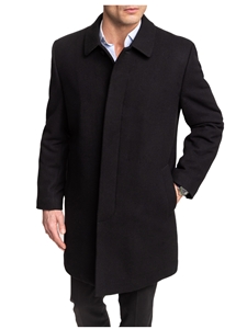 Black Fly Front Hanley Wool Men's Top Coat | Hart Schaffner Marx Top Coats Collection | Sam's Tailoring Fine Men's Clothing