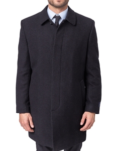 Charcoal Fly Front Hanley Wool Men's  | Hart Schaffner Marx Top Coats Collection | Sam's Tailoring Fine Men's Clothing