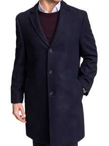 Navy Notch Lapel Modern Hanover Men's Top Coat | Hart Schaffner Marx Top Coats Collection | Sam's Tailoring Fine Men's Clothing