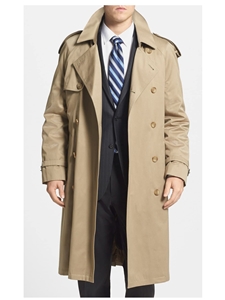 Tan Belted Cotton Stretch Trench Bridgeport Top Coat | Hart Schaffner Marx Top Coats Collection | Sam's Tailoring Fine Men's Clothing