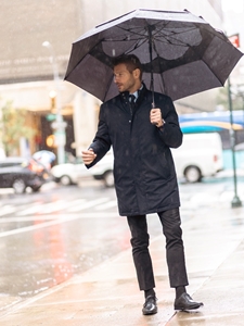 Navy Stand Collar Bryce-Cs Men's Rain Coat | Hart Schaffner Marx Top Coats Collection | Sam's Tailoring Fine Men's Clothing