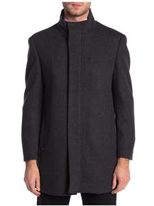 Charcoal Stand Collar Genoa Men's Top Coat | Hart Schaffner Marx Top Coats Collection | Sam's Tailoring Fine Men's Clothing