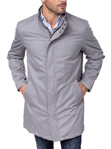 Grey Solid Zipper Bryce Two Pocket Men's Top Coat | Hart Schaffner Marx Top Coats Collection | Sam's Tailoring Fine Men's Clothing