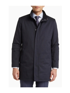 Navy Solid Zipper Bryce Two Pocket Men's Top Coat | Hart Schaffner Marx Top Coats Collection | Sam's Tailoring Fine Men's Clothing