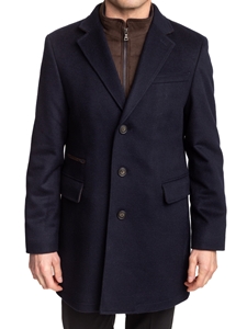 Navy Notch Label With Bib Ellington Men's Top Coat | Hart Schaffner Marx Top Coats Collection | Sam's Tailoring Fine Men's Clothing