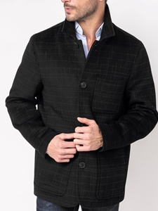 Black Three Pockets Canyon Crosshatch Top Coat | Hart Schaffner Marx Top Coats Collection | Sam's Tailoring Fine Men's Clothing