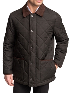 Olive Quilted Riding Erikson Men's Jacket | Hart Schaffner Marx Jackets Collection | Sam's Tailoring Fine Men's Clothing