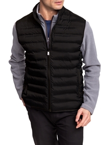 Black Zip-Up Welded Channel Quilted Men's Vest  | Hart Schaffner Marx Vests Collection | Sam's Tailoring Fine Men's Clothing