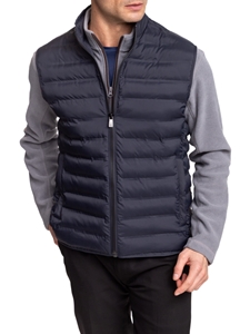 Midnight Blue Zip-Up Welded Channel Quilted Men's Vest | Hart Schaffner Marx Vests Collection | Sam's Tailoring Fine Men's Clothing