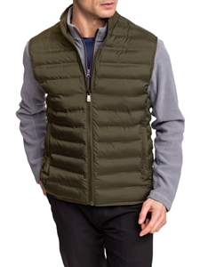 Olive Zip-Up Welded Channel Quilted Men's Vest  | Hart Schaffner Marx Vests Collection | Sam's Tailoring Fine Men's Clothing