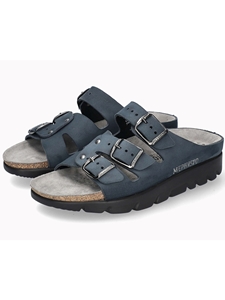 Navy Nubuk Leather Buckle Men's Sandal | Mephisto Sandals | Sam's Tailoring Fine Men's Clothing