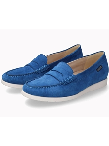 Denim Suede Leather Flat Volga Women's Slip On | Mephisto Women's Slip Ons  | Sams Tailoring Fine Men's Clothing