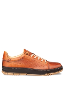 Dark Cognac Grazia Deerskin Street Men's Sneaker | Mezlan Shoe Collection | Sam's Tailoring Fine Men's Clothing