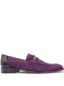 Purple Galeno Suede Penny Men's Loafer | Mezlan Shoe Collection | Sam's Tailoring Fine Men's Clothing